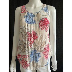 Ann Taylor Women's Blouse  Floral Sleeveless Multicolor Size PETITE